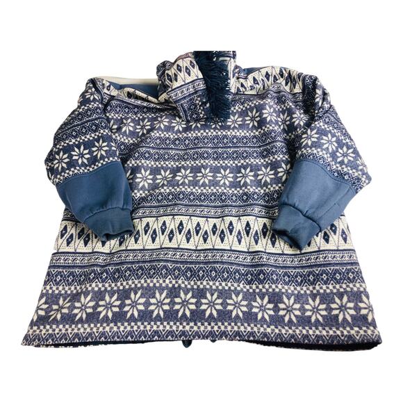 Womens Reversible Coat OSFM Hooded Nordic Fringe Nylon Water Resistant Jacket - Picture 4 of 16